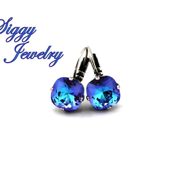 Burgundy Delite Cushion Cut Drop Earrings made with Genuine Premium Crystal - Picture 6 of 8